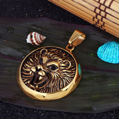 Sukkhi Appealing Gold Plated Lion Faced Pendant for Men