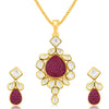 Sukkhi Sublime Invisible Setting Gold Plated Pendant Set For Women