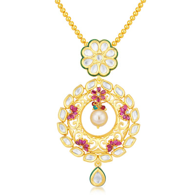 Pissara Dazzling Fusion Gold Plated CZ Pendant Set For Women-1