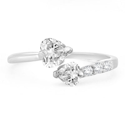 Sukkhi Designer Crystal Heart Cut Adjustable Rhodium Plated Ring for women