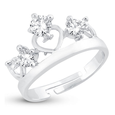 Sukkhi Ravishing Princess Crown Valentine Rhodium Plated Ring for women