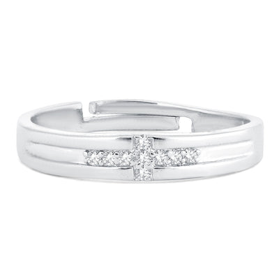 Sukkhi Elegant Cross Band Rhodium Plated Ring for women