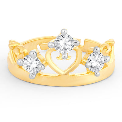 Sukkhi Classy Princess Crown Valentine Gold Plated Ring for women