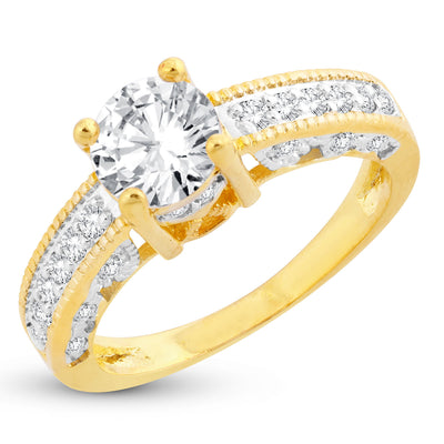 Sukkhi Lavish Band Solitaire Gold Plated Ring for women