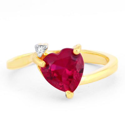 Sukkhi Dazzling Queen Heart Red Austrian Crystal Gold Plated Ring for women