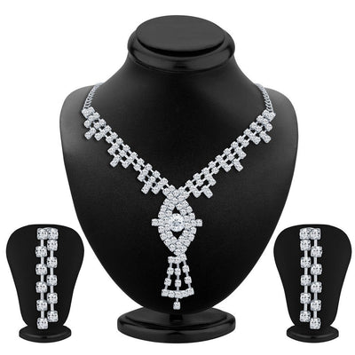 ShoStopper Enchanting Rhodium Plated Austrian Diamond Necklace Set