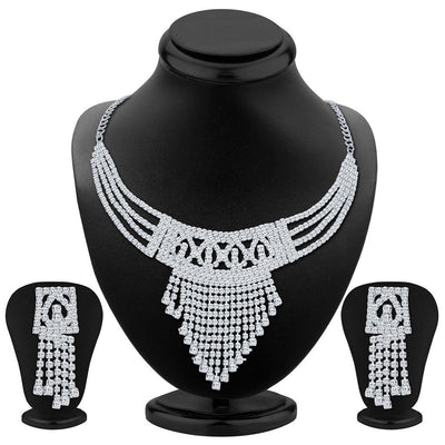 ShoStopper Ravishing Rhodium Plated Austrian Diamond Necklace Set