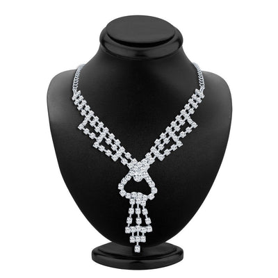 ShoStopper Fancy Rhodium Plated Austrian Diamond Necklace Set-1