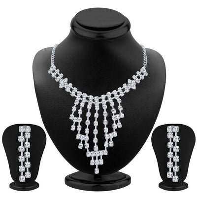 ShoStopper Glistening Rhodium Plated Austrian Diamond Necklace Set