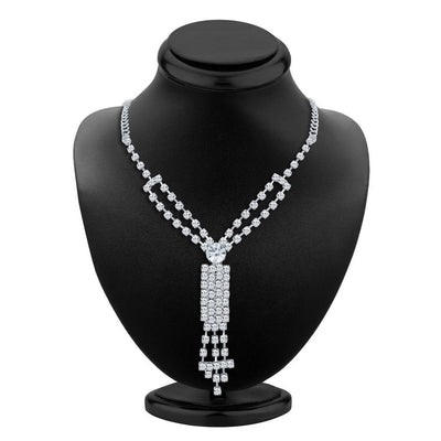 ShoStopper Intricately Rhodium Plated Austrian Diamond Necklace Set-1