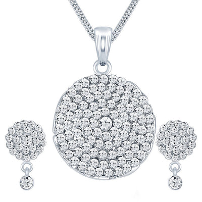 ShoStopper Marvellous Rhodium Plated Austrian Diamond Pendant Set