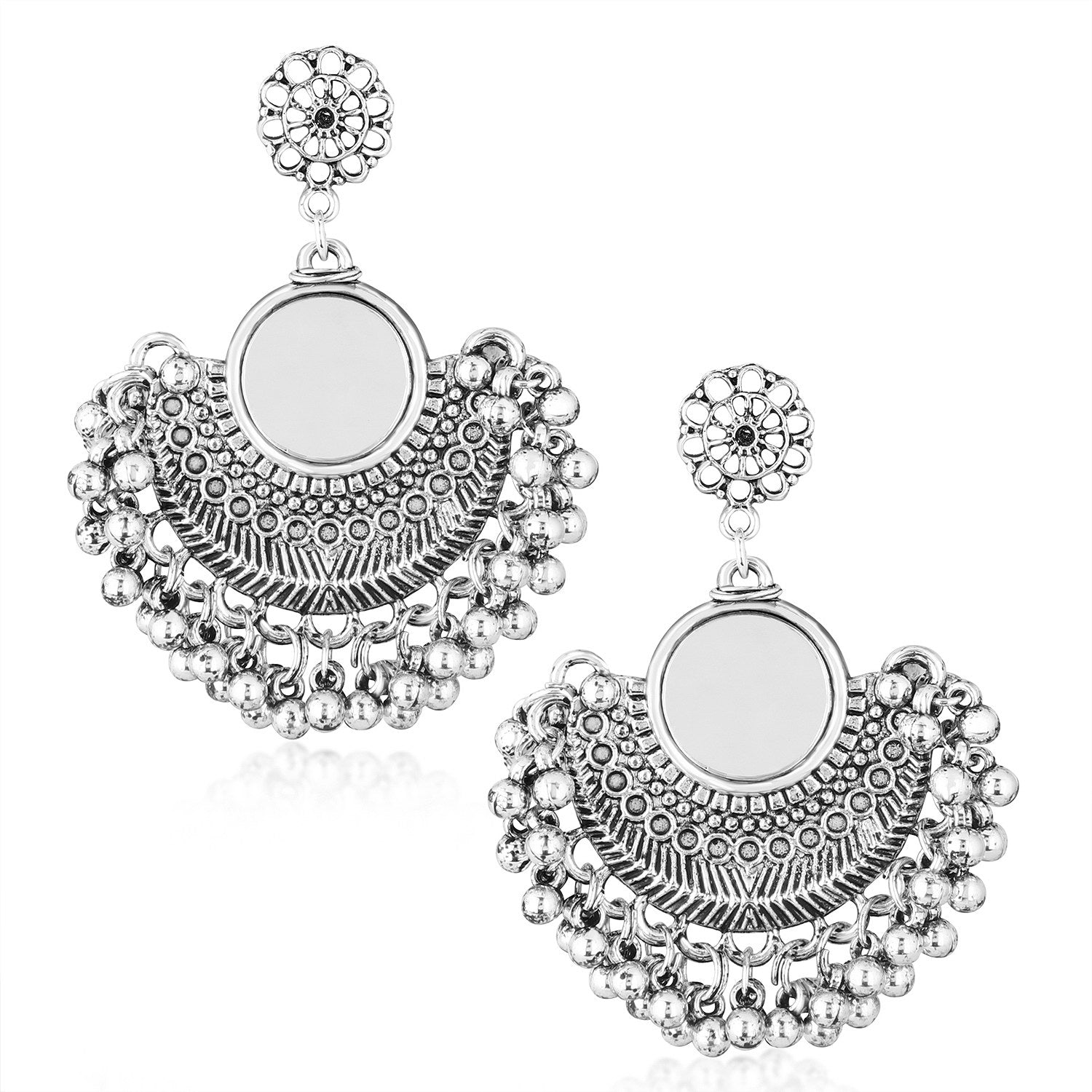 Combo of 2 Oxidized Silver Afghani Mirror Jhumki – Vembley