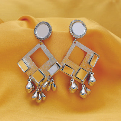 Sukkhi Glossy Rhodium Plated Dangle Earring For Women