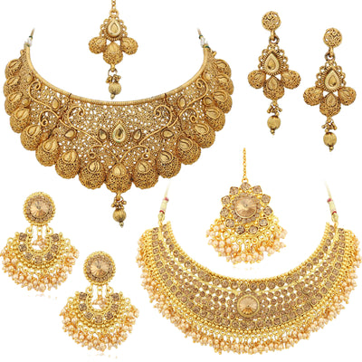 Sukkhi Fascinating LCT Gold Plated Pearl Set of 4 Jewellery Combo for Women