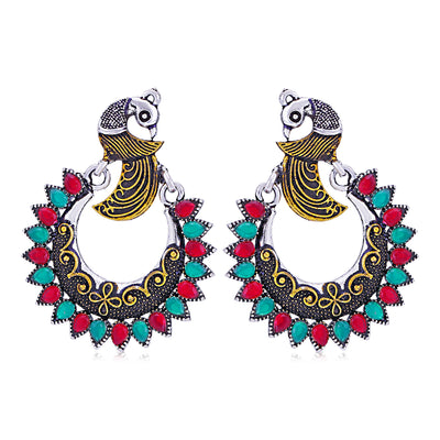 Sukkhi Modish Oxidised Peacock Chandbali Earring for Women