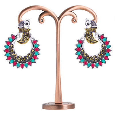 Sukkhi Modish Oxidised Peacock Chandbali Earring for Women