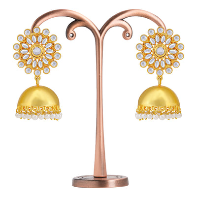 Sukkhi Adorable Gold Plated Kundan & Pearl Jhumki Earring for Women