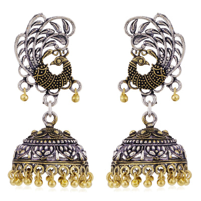 Sukkhi Stylish Oxidised Peacock Jhumki Earring For Women
