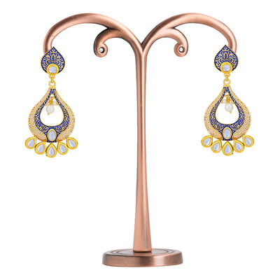 Sukkhi Ravishing Pearl Gold Plated Mint Collection Kundan Chandelier Earring for Women