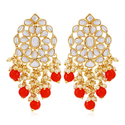 Sukkhi Elegant Gold Plated Kundan & Pearl Chandelier Earring for Women