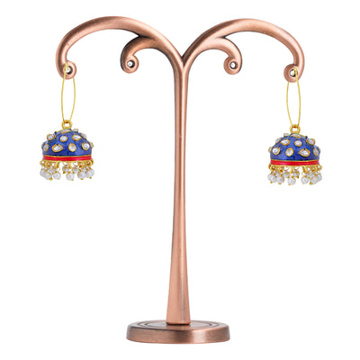 Sukkhi Modern Pearl Gold Plated Kundan Meenakari Jhumki Earring for Women