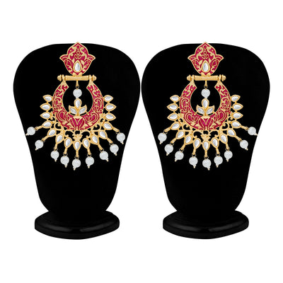 Sukkhi Modish Gold Plated Kundan & Pearl Mint Collection Chandbali Earring for Women