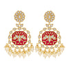 Sukkhi Dazzling Pearl Gold Plated Kundan Meenakari Chandelier Earring for Women
