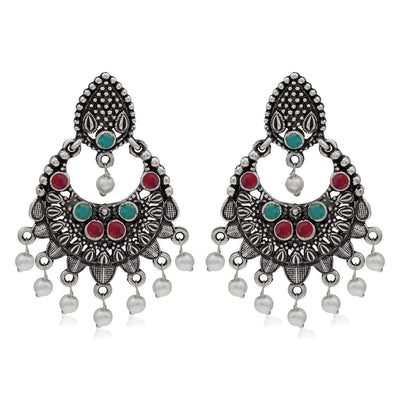 Sukkhi Brilliant Oxidised Pearl Chandbali Earring For Women