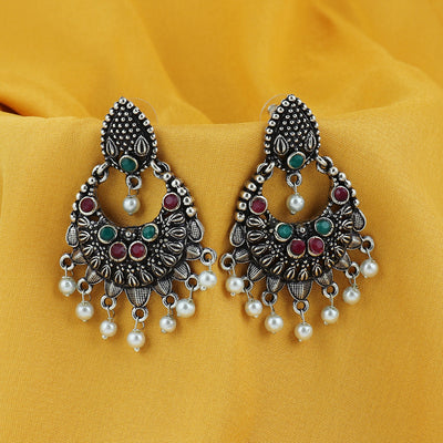 Sukkhi Brilliant Oxidised Pearl Chandbali Earring For Women