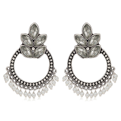 Sukkhi Glittery Oxidised Pearl Chandbali Earring For Women