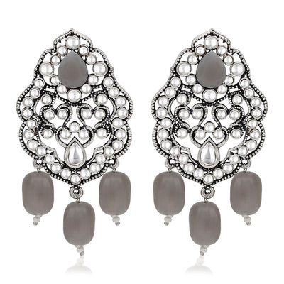 Sukkhi Glimmery Rhodium Plated Dangle Earring For Women