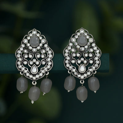 Sukkhi Glimmery Rhodium Plated Dangle Earring For Women