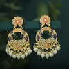 Sukkhi Traditional Pearl Gold plated Peacock Meenakari Chandbali Earring For Women