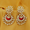 Sukkhi Designer Pearl Gold Plated Kundan Meenakari Chandbali Earring For Women