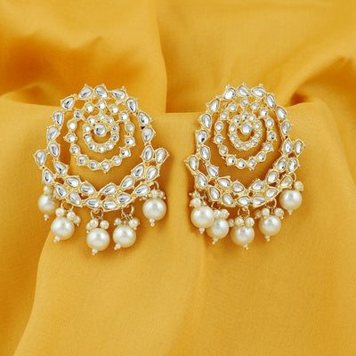 Sukkhi Splendid Pearl Gold Plated Kundan Dangle Earring For Women