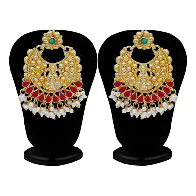 Sukkhi Ethnic Pearl Gold Plated Goddess Chandbali Earring For Women
