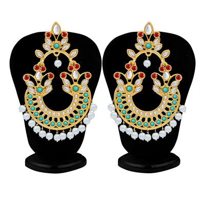 Sukkhi Fancy Pearl Gold Plated Kundan Chandbali Earring For Women