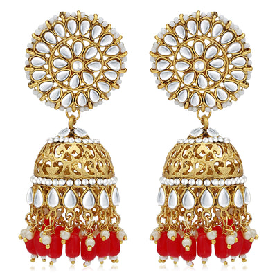 Sukkhi Classic Pearl Gold Plated Kundan Jhumki Earring For Women