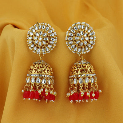 Sukkhi Classic Pearl Gold Plated Kundan Jhumki Earring For Women