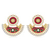 Sukkhi Incredible Pearl Gold Plated Kundan Floral Meenakari Chandbali Earring For Women