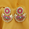 Sukkhi Incredible Pearl Gold Plated Kundan Floral Meenakari Chandbali Earring For Women