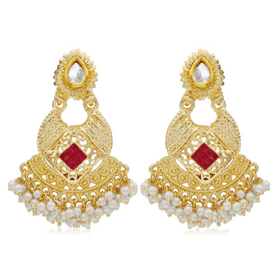 Sukkhi Classy Kundan Gold Plated Pearl Chandbali Earring For Women