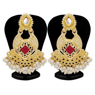 Sukkhi Classy Kundan Gold Plated Pearl Chandbali Earring For Women