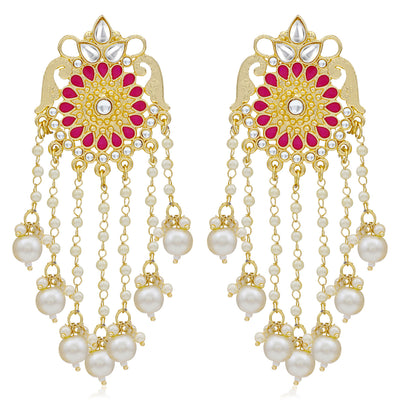 Sukkhi Modern Kundan Gold Plated Pearl Dangle Earring For Women