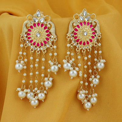 Sukkhi Modern Kundan Gold Plated Pearl Dangle Earring For Women