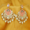 Sukkhi Attractive Pearl Gold Plated Kundan Meenakari Chandbali Earring For Women