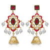 Sukkhi Gleaming Pearl Gold Plated Kundan Meenakari Jhumki Earring For Women