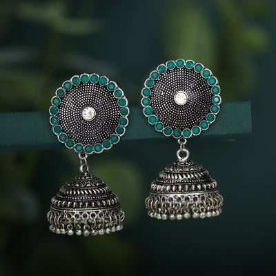 Sukkhi Trendy Austrian Diamond Oxidised Jhumki Earring for Women