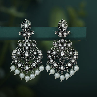 Sukkhi Exotic Oxidised Pearl Chandelier Earring For Women