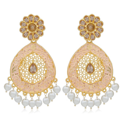 Sukkhi Dazzling LCT Gold Plated Mint Collection Pearl Dangle Earring For Women